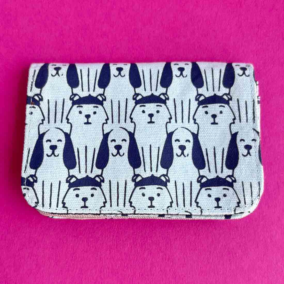 Cotton Card Holder - Dog Prints