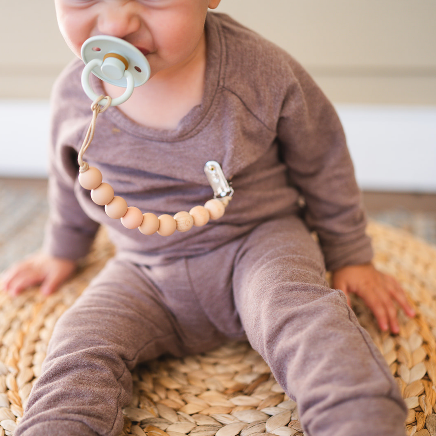 Beaded Wooden & Silicone Pacifier Clip