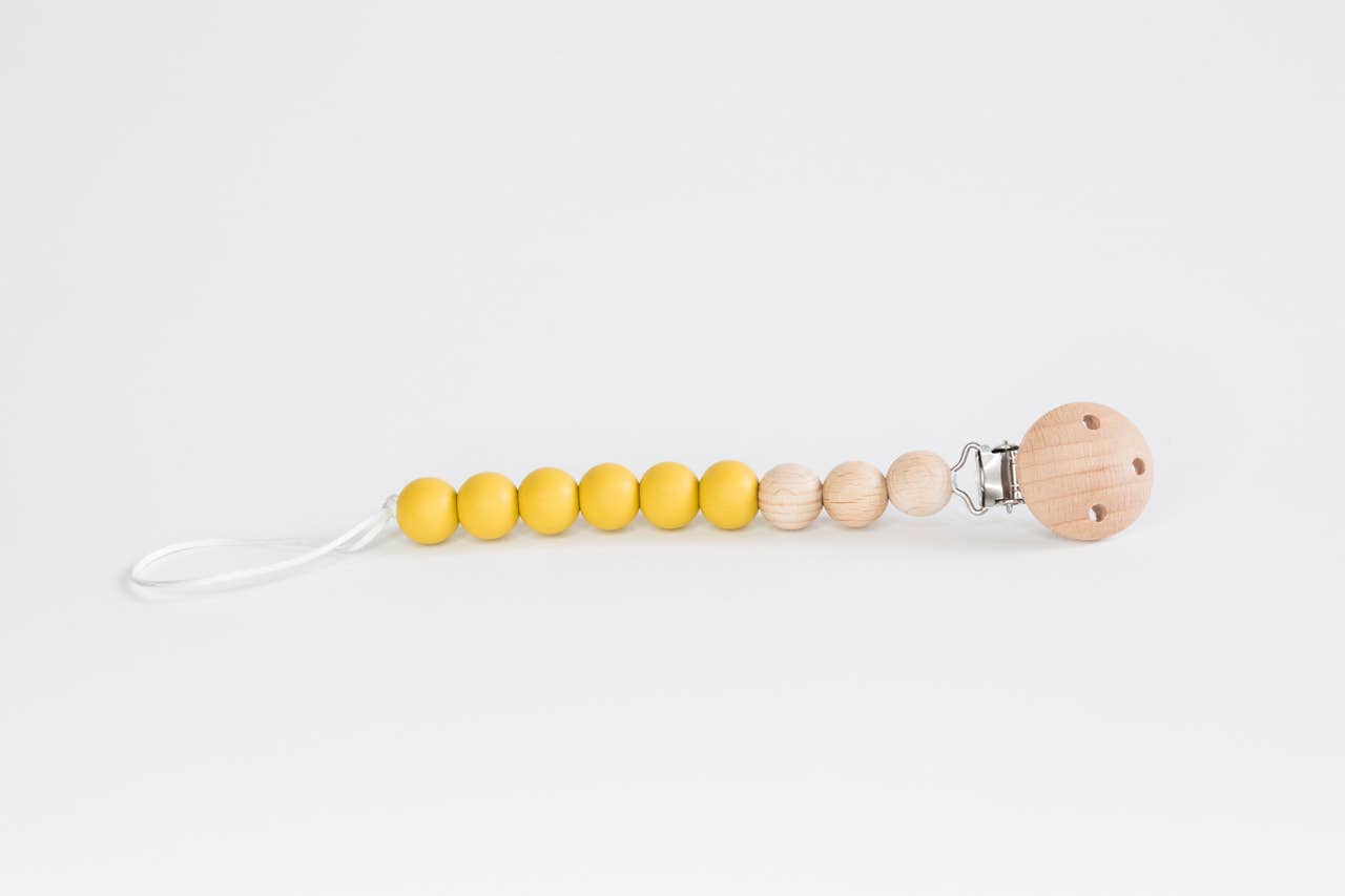 Beaded Wooden & Silicone Pacifier Clip