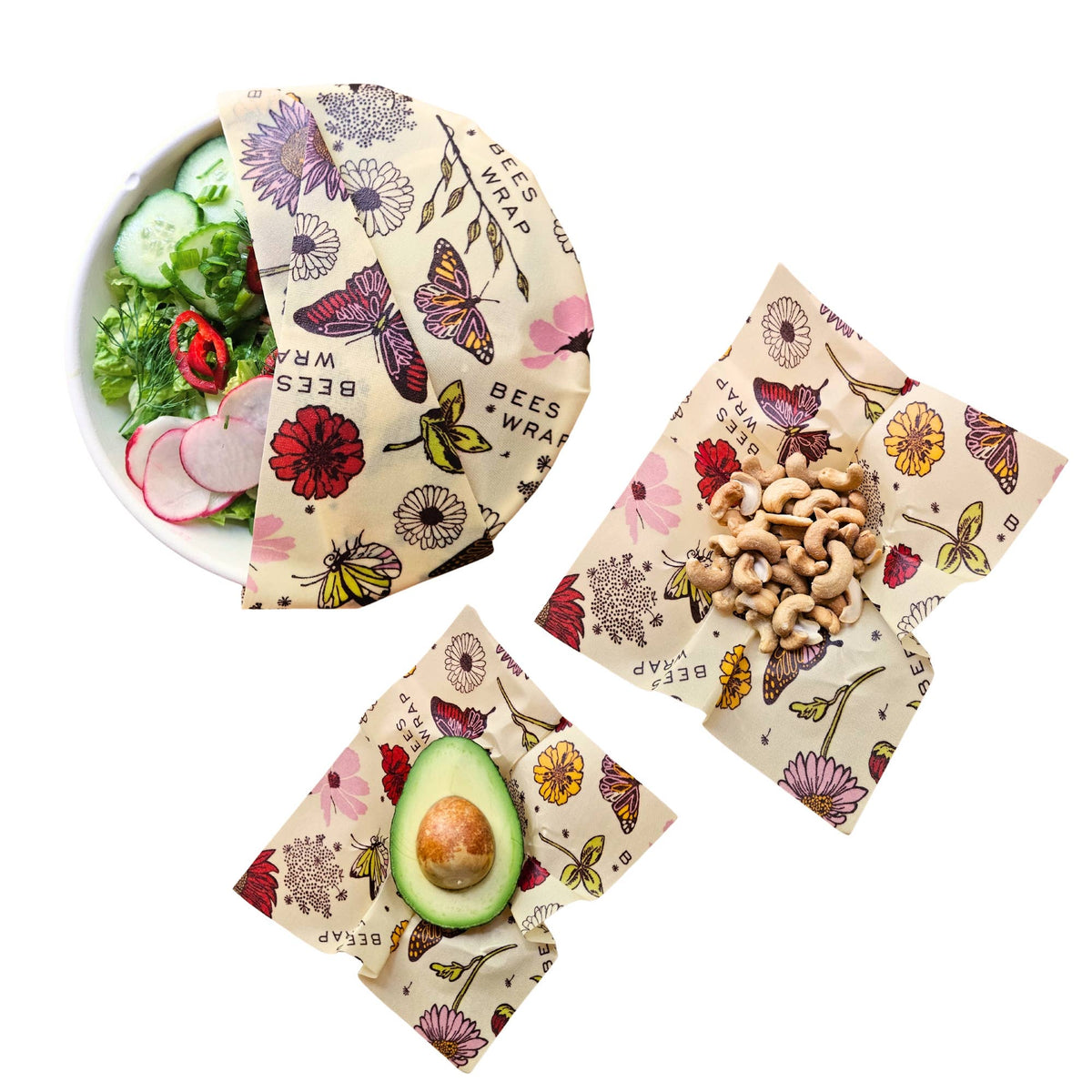 Bee's Wrap - Assorted 3 Pack - Meadow Magic, Plant Based Wax