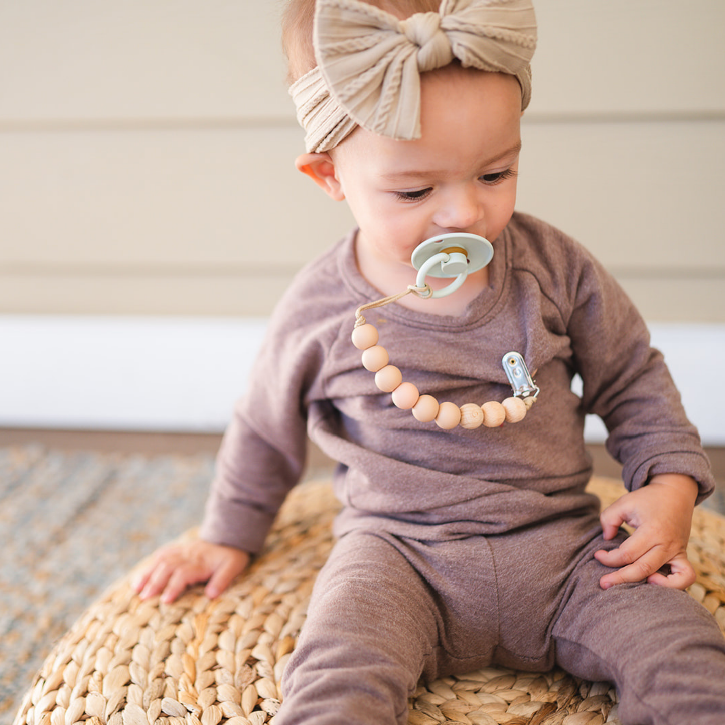 Beaded Wooden & Silicone Pacifier Clip