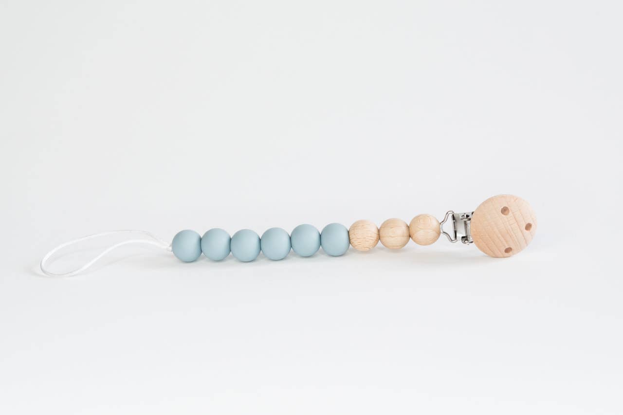 Beaded Wooden & Silicone Pacifier Clip