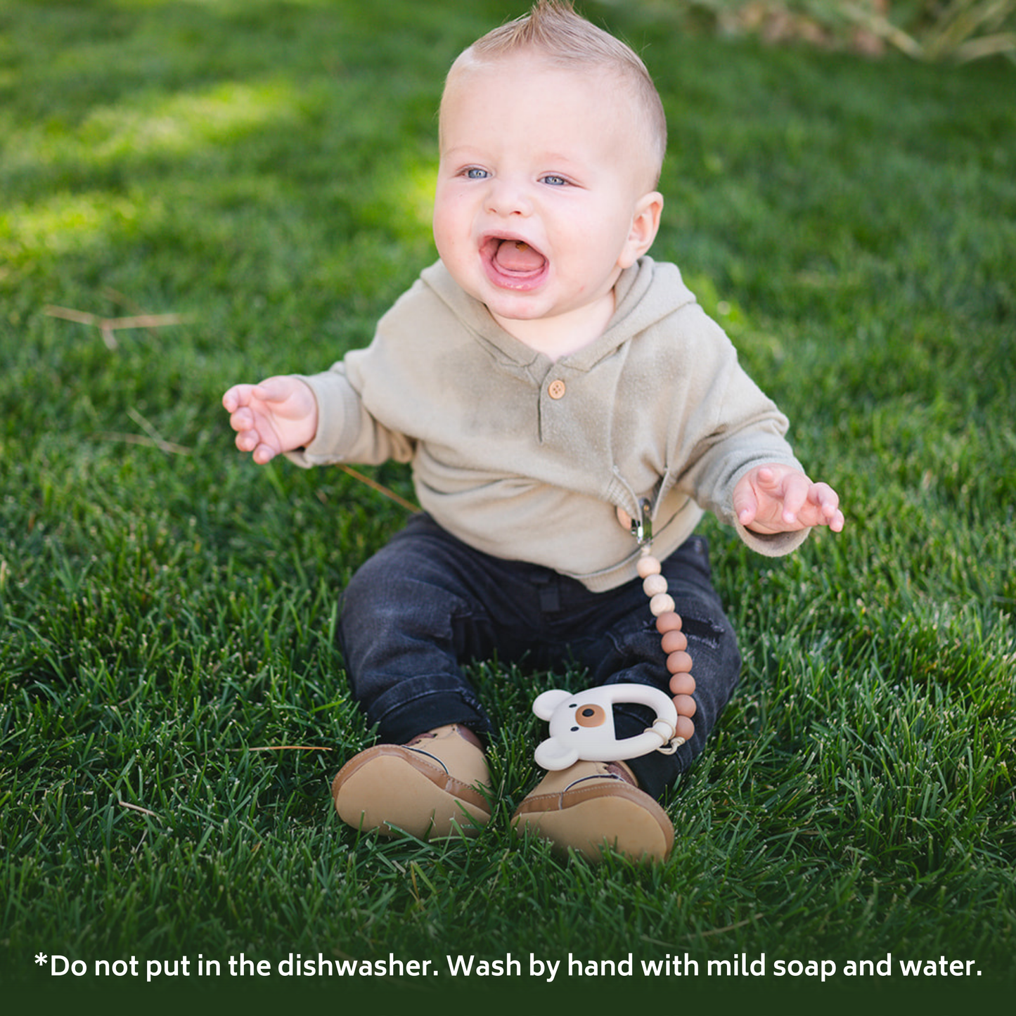Beaded Wooden & Silicone Pacifier Clip