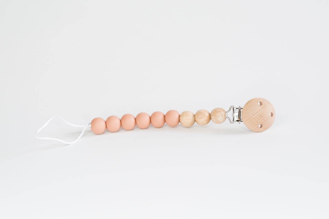 Beaded Wooden & Silicone Pacifier Clip