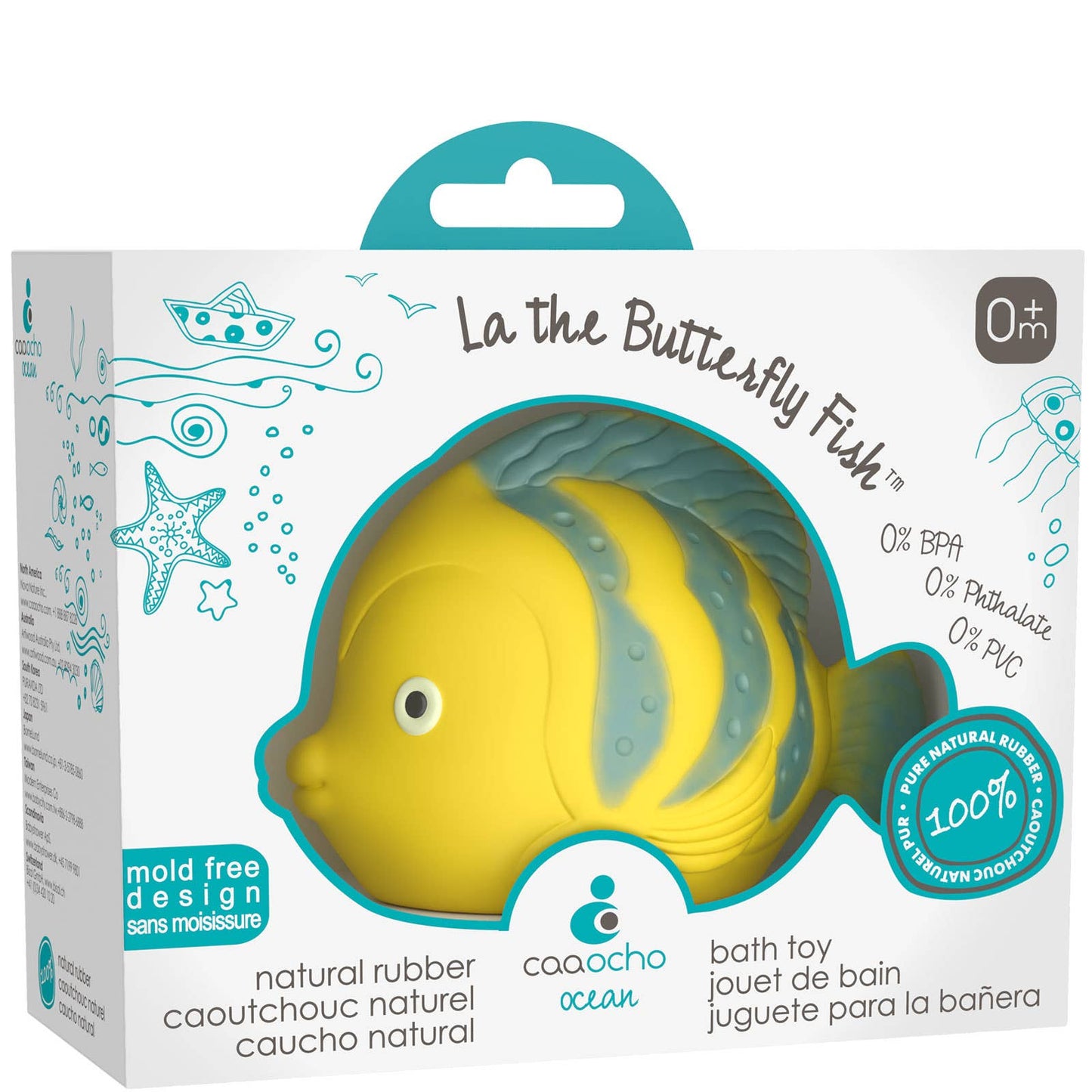 CaaOcho Natural Rubber Toys - Natural Rubber Fish Non-Toxic Bath Toy, Mold-free design