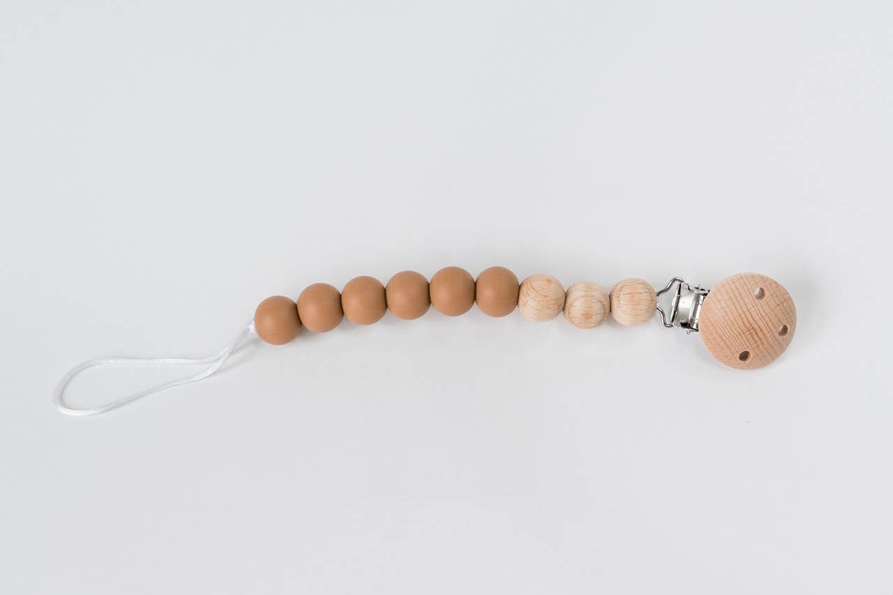 Beaded Wooden & Silicone Pacifier Clip
