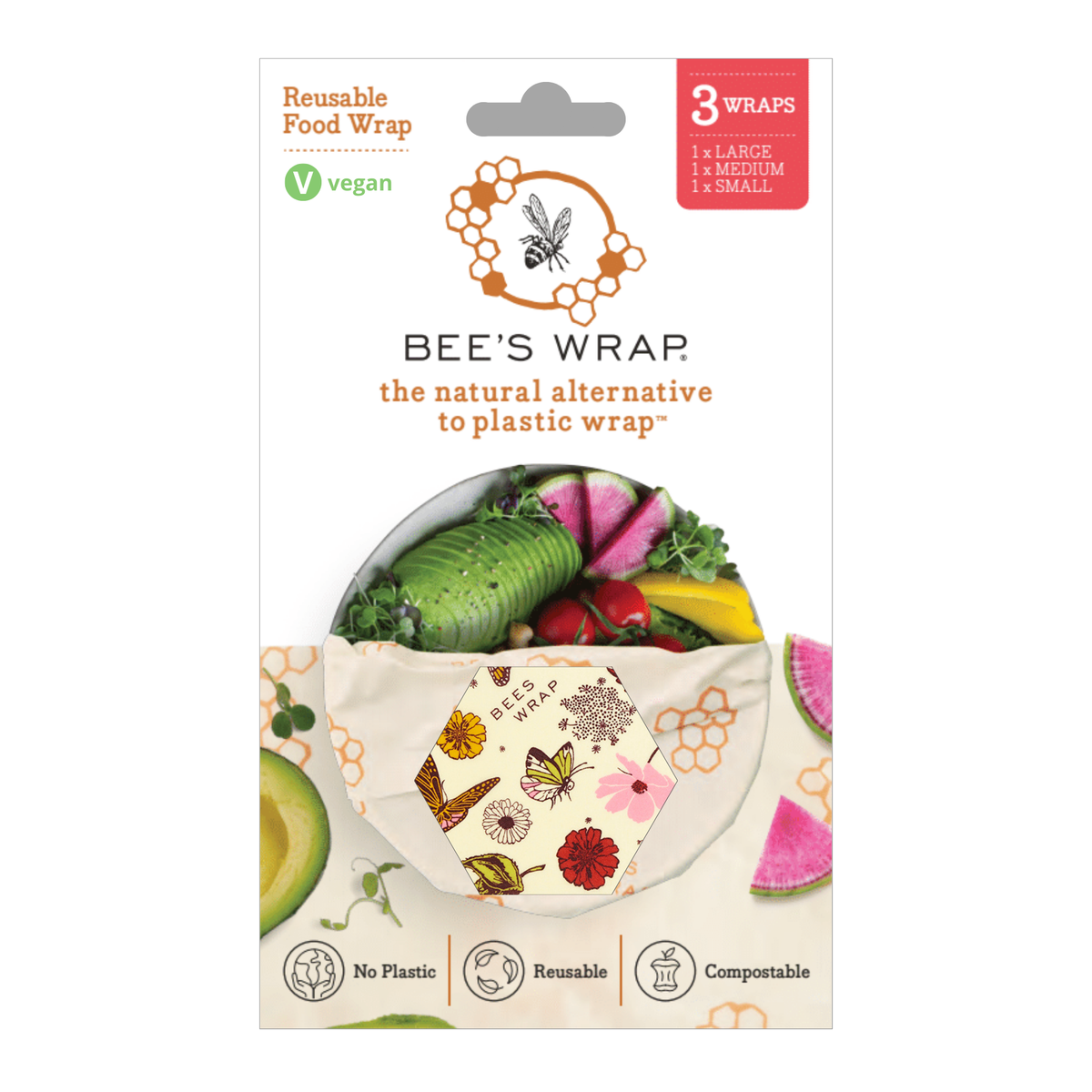 Bee's Wrap - Assorted 3 Pack - Meadow Magic, Plant Based Wax