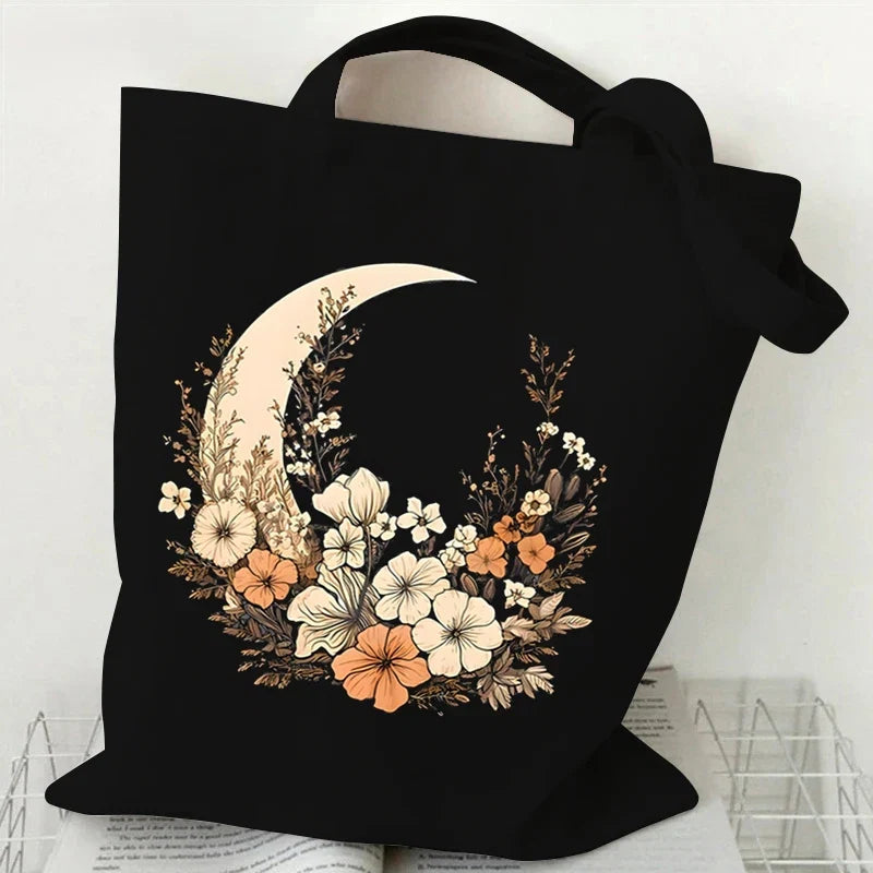 Witchy Floral & Moon Tote Bags