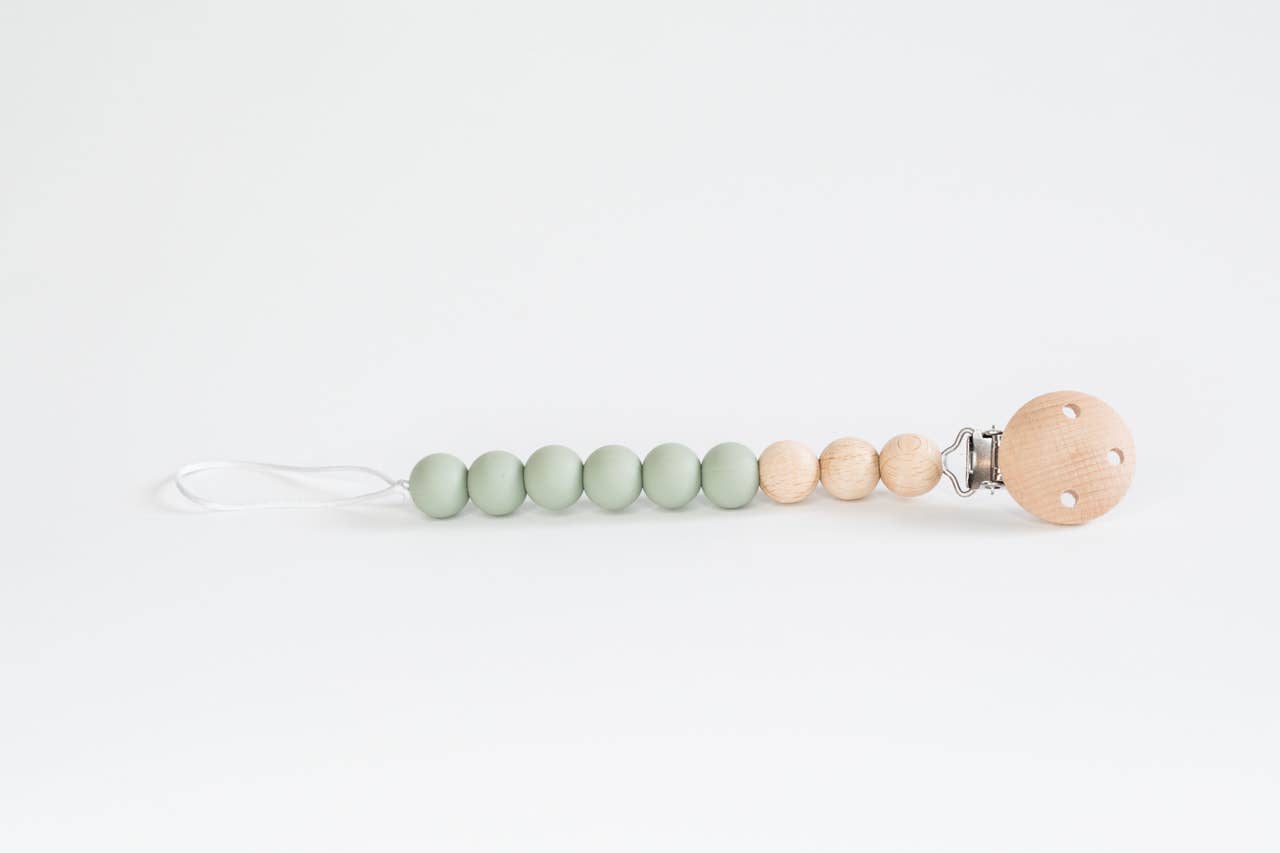 Beaded Wooden & Silicone Pacifier Clip