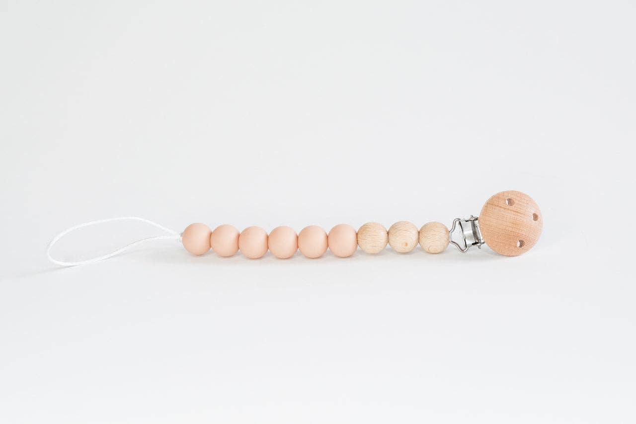 Beaded Wooden & Silicone Pacifier Clip