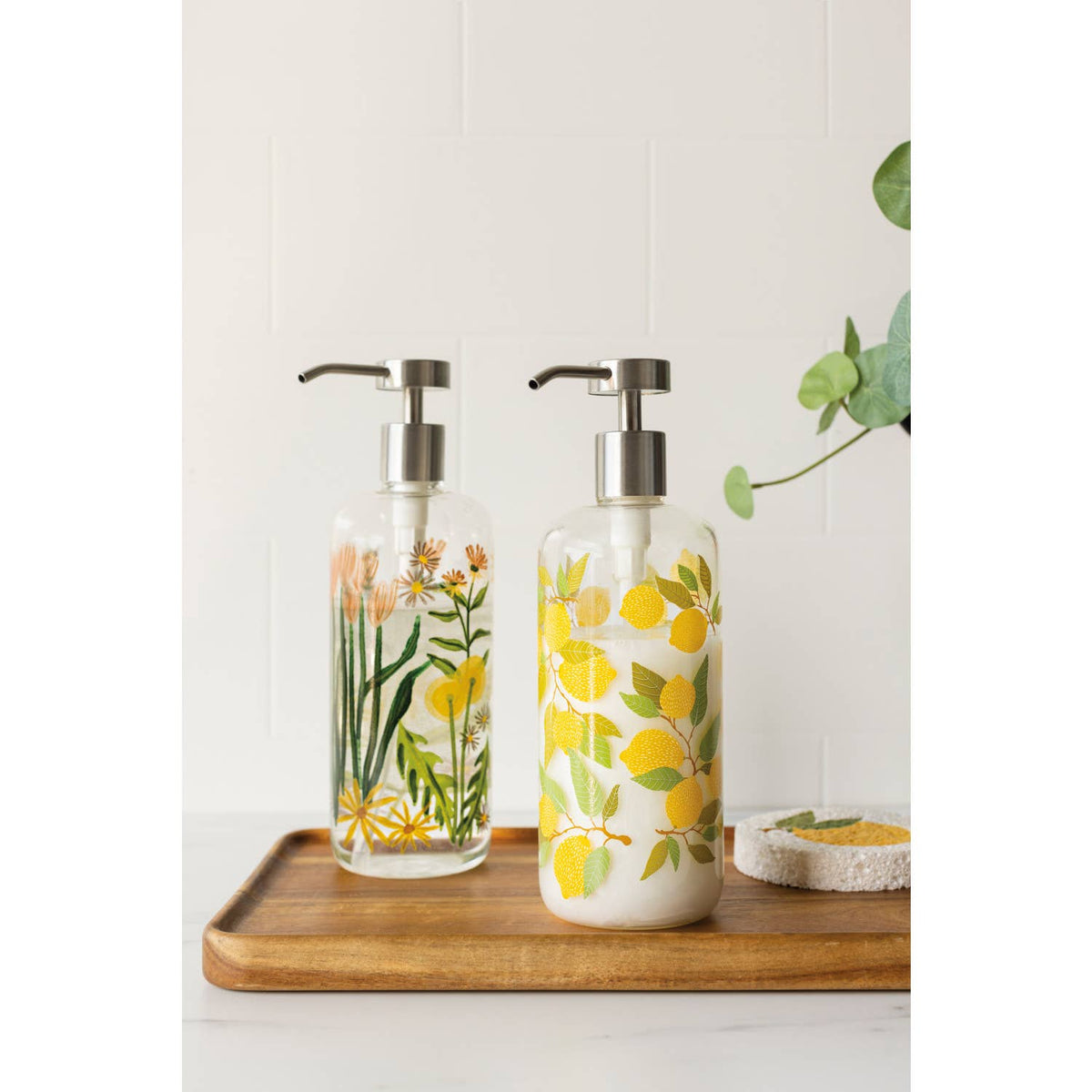 Bees & Blooms Glass Soap Pump