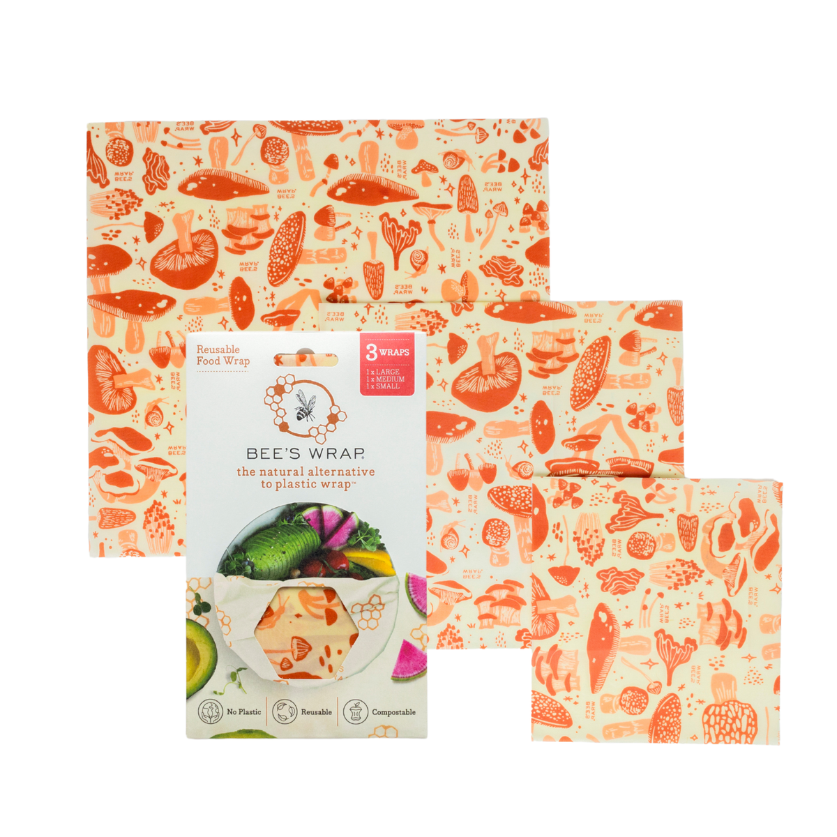 Bee's Wrap - Assorted 3 Pack - Mushroom Magic, Limited Edition