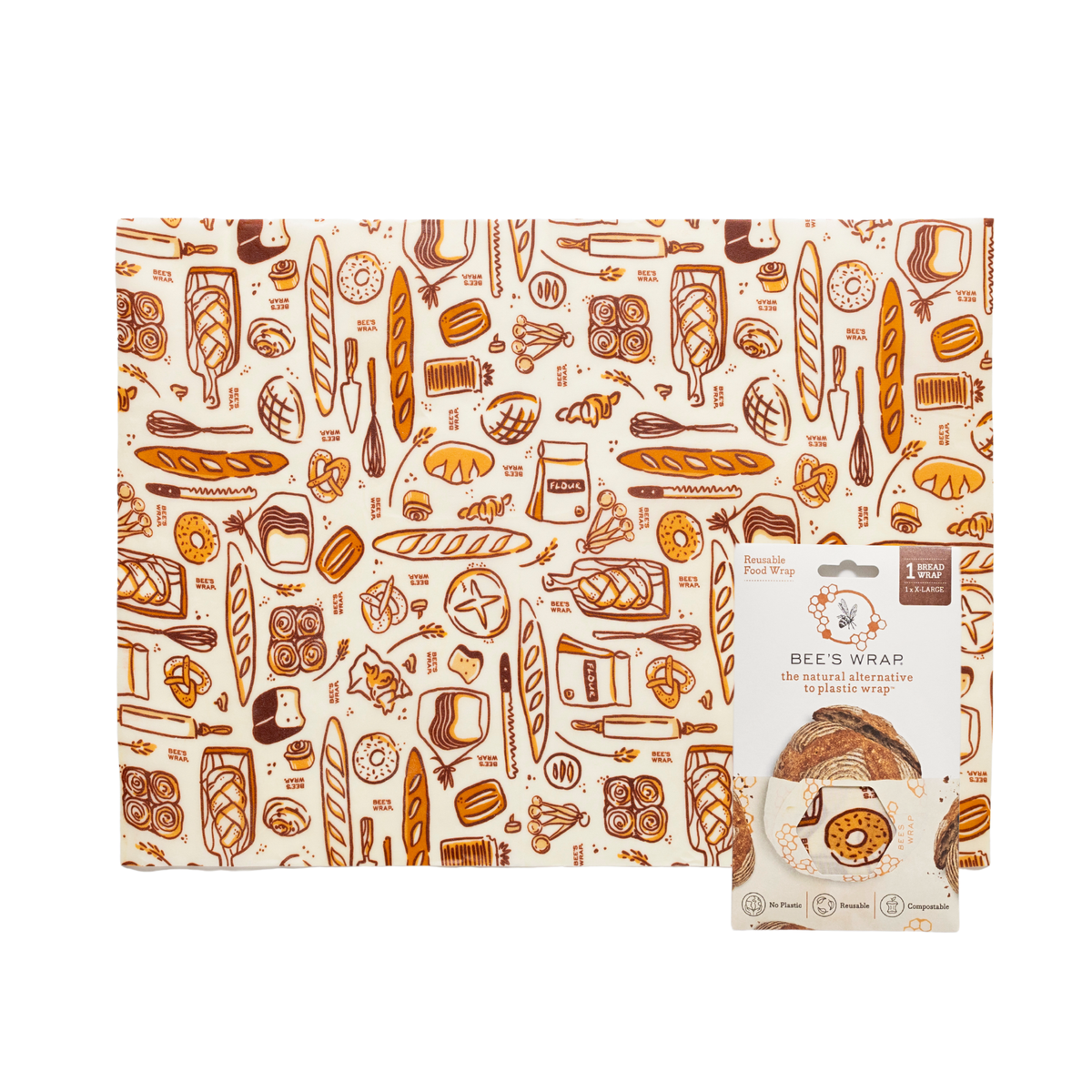 Bee's Wrap - New! Bakery Lane - Bread Wrap, Seasonal Print