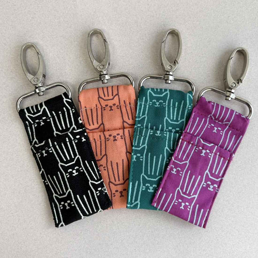 Cotton Canvas Lip Balm Bag-  Cat Prints