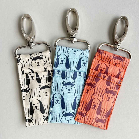 Cotton Canvas Lip Balm Bag -  Dog Prints