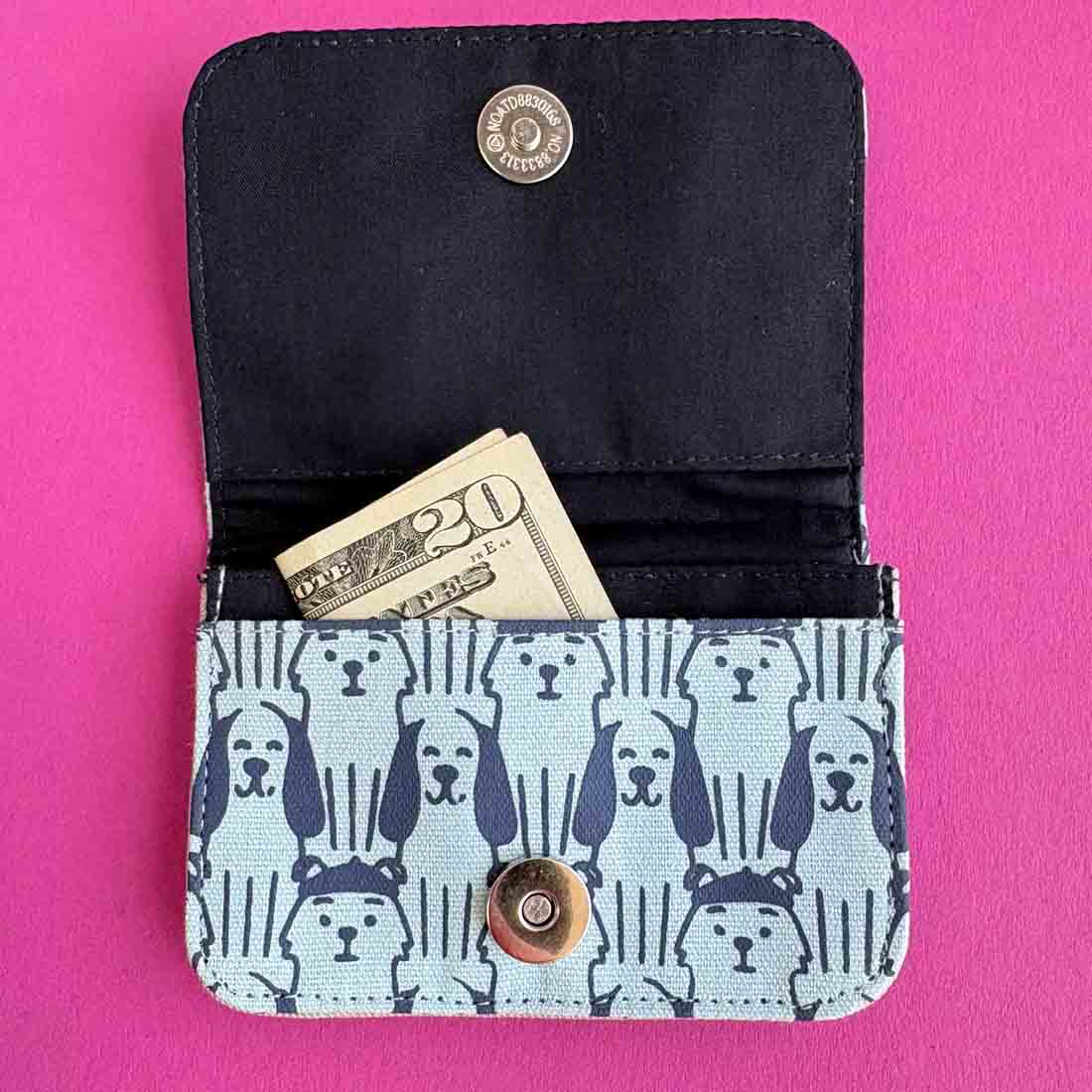 Cotton Card Holder - Dog Prints