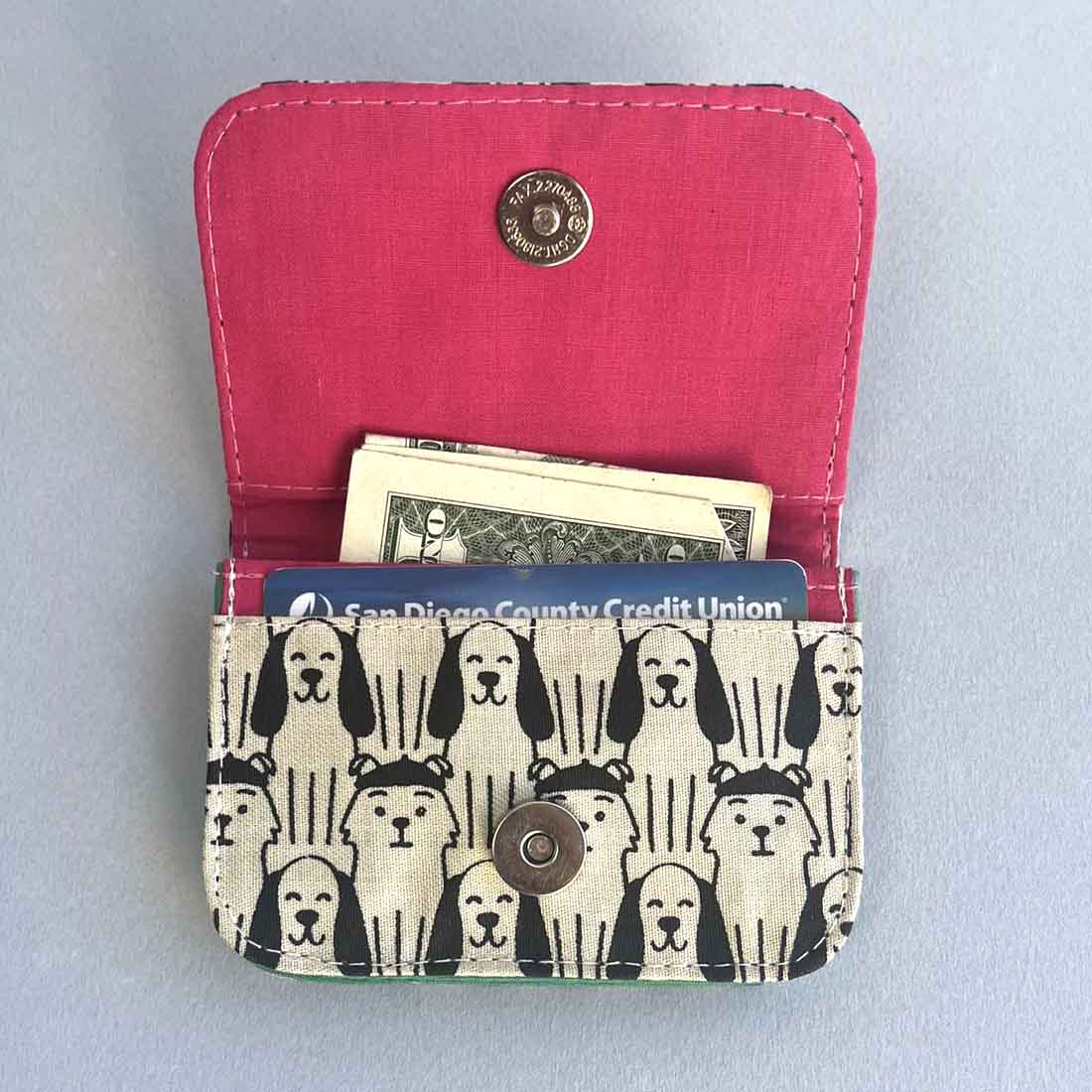 Cotton Card Holder - Dog Prints