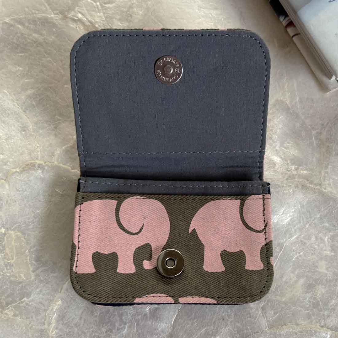 Cotton Card Holder - Elephant Prints