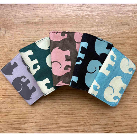 Cotton Card Holder - Elephant Prints