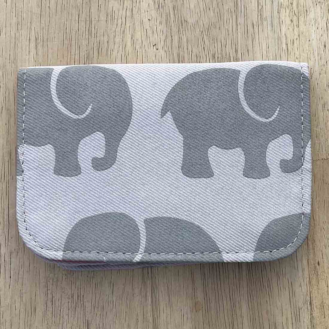 Cotton Card Holder - Elephant Prints