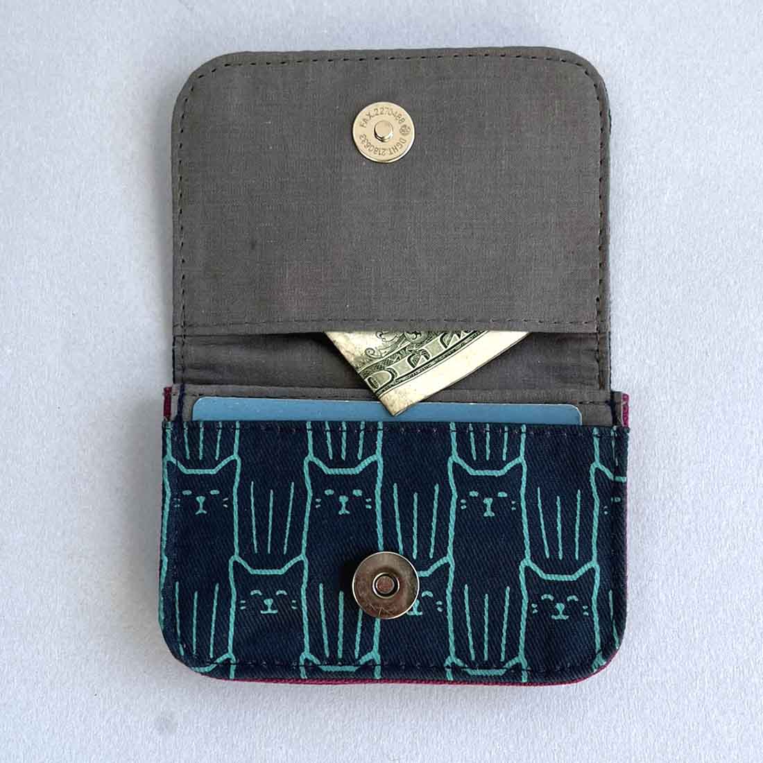 Cotton Card Holder -  Cat Prints