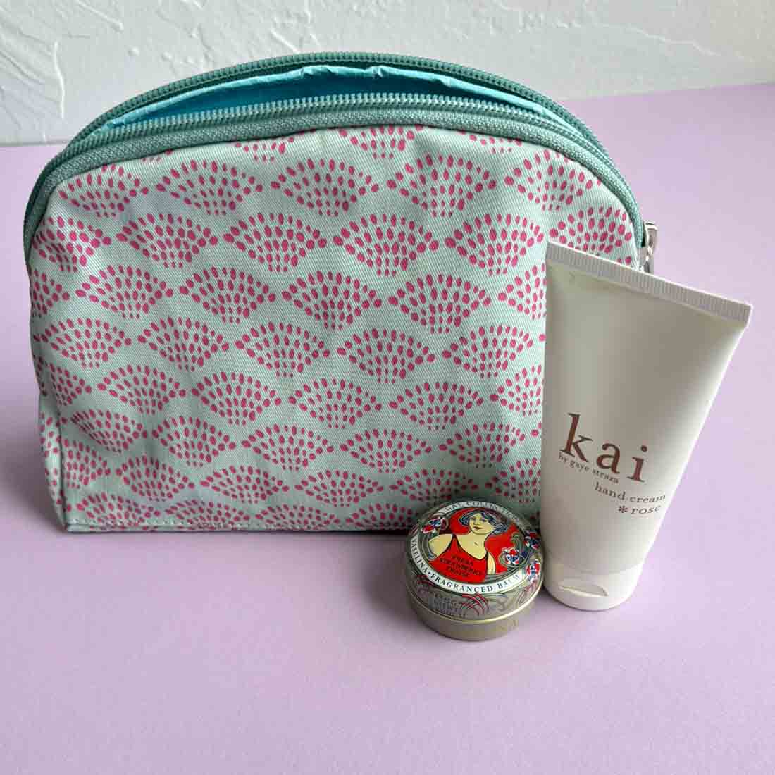 Cotton Cosmetic Case - Multipurpose Pouch - Spring Dots
