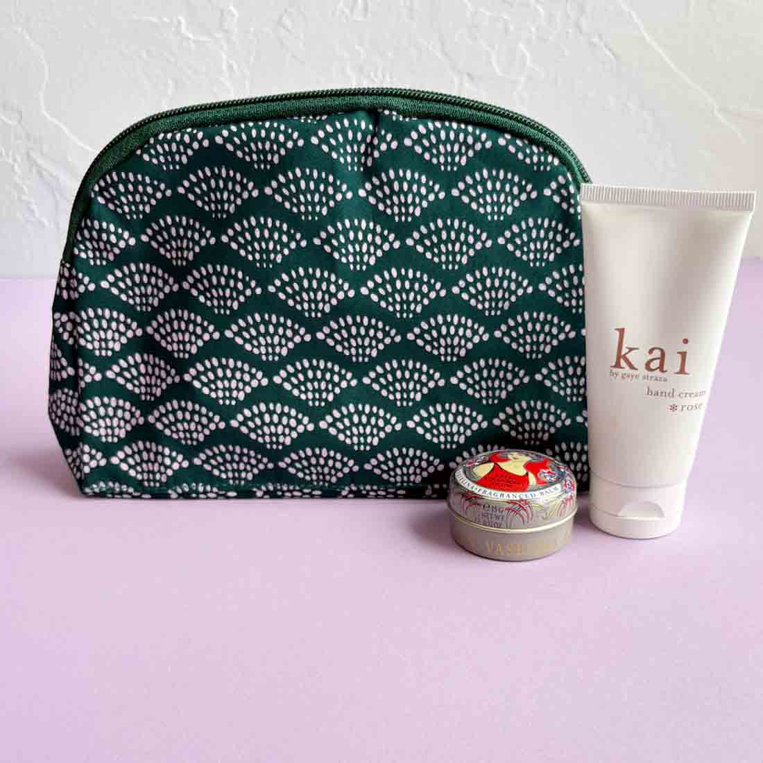 Cotton Cosmetic Case - Multipurpose Pouch - Spring Dots
