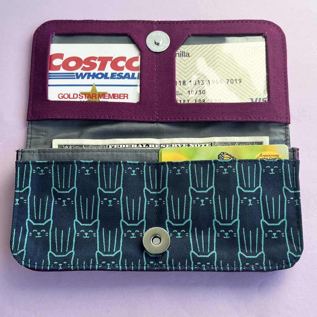 Cotton Long Wallet - Cat Prints