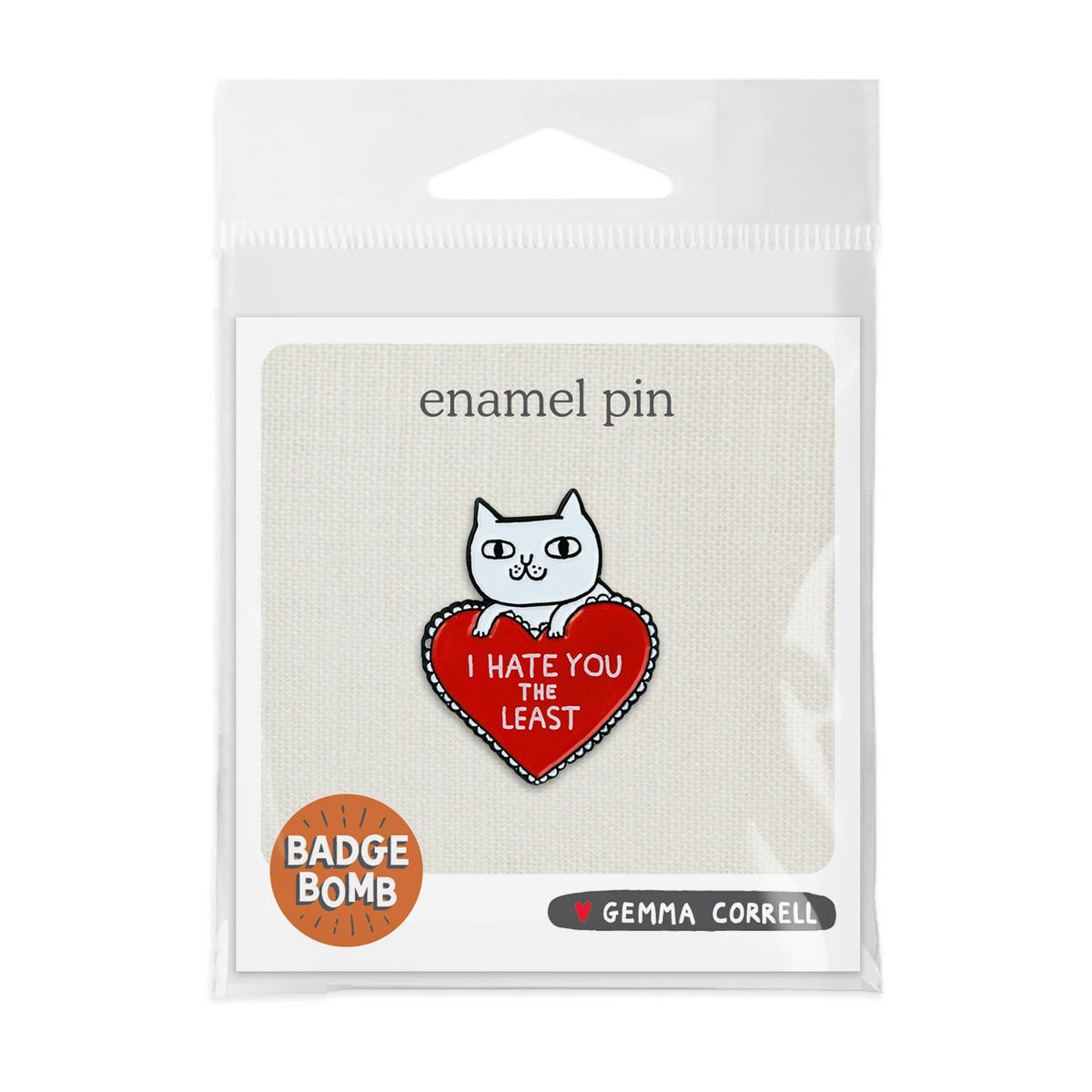 Badge Bomb - I Hate You The Least Cat Valentine's Day Heart Enamel Pin