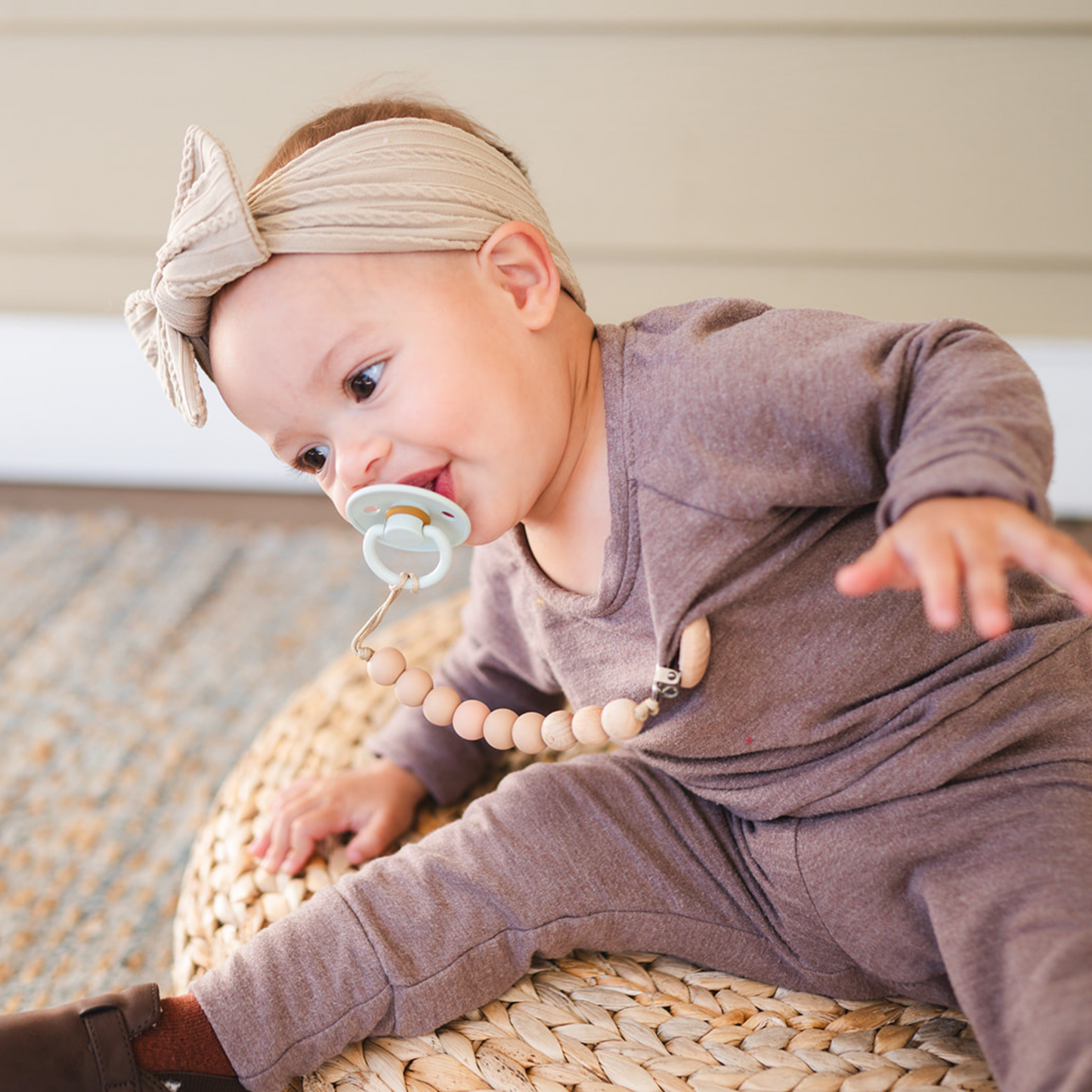 Beaded Wooden & Silicone Pacifier Clip