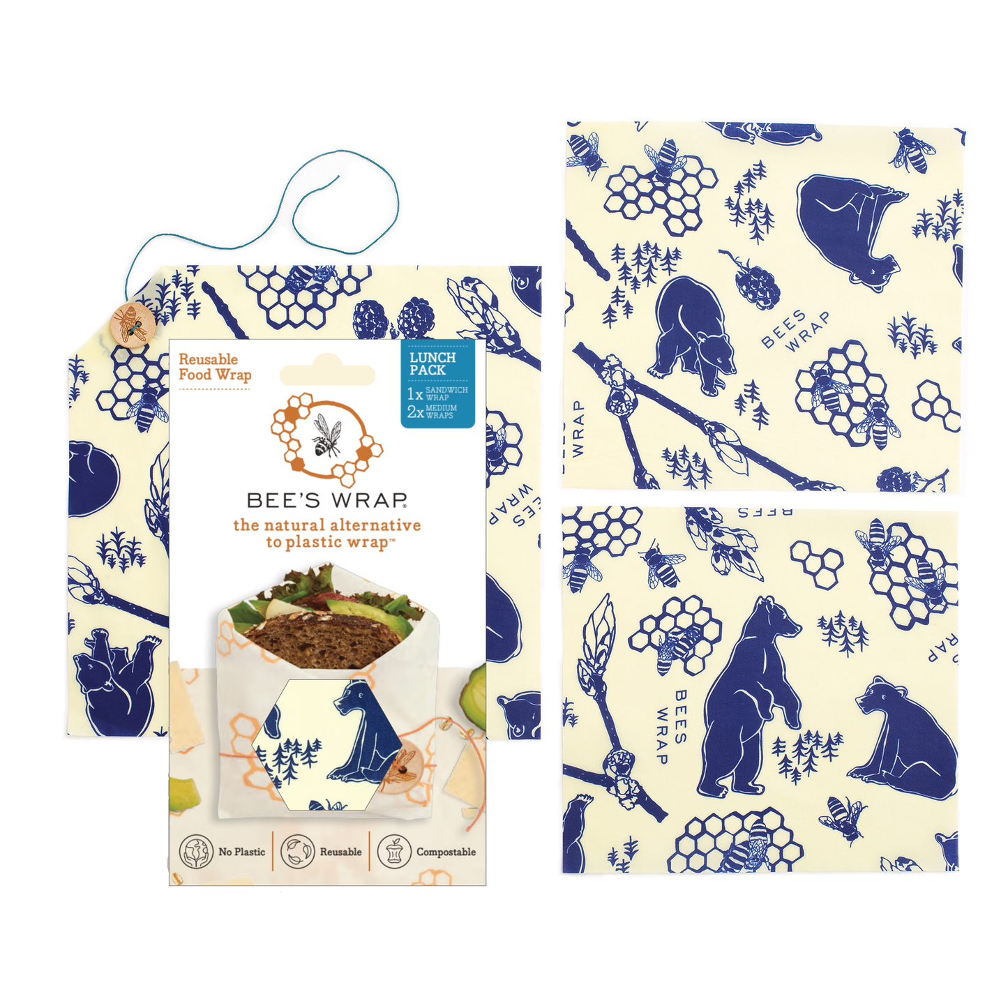 Bee's Wrap - Lunch Pack - Bees & Bears Print