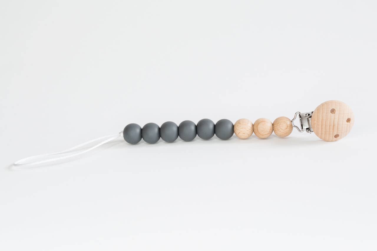 Beaded Wooden & Silicone Pacifier Clip