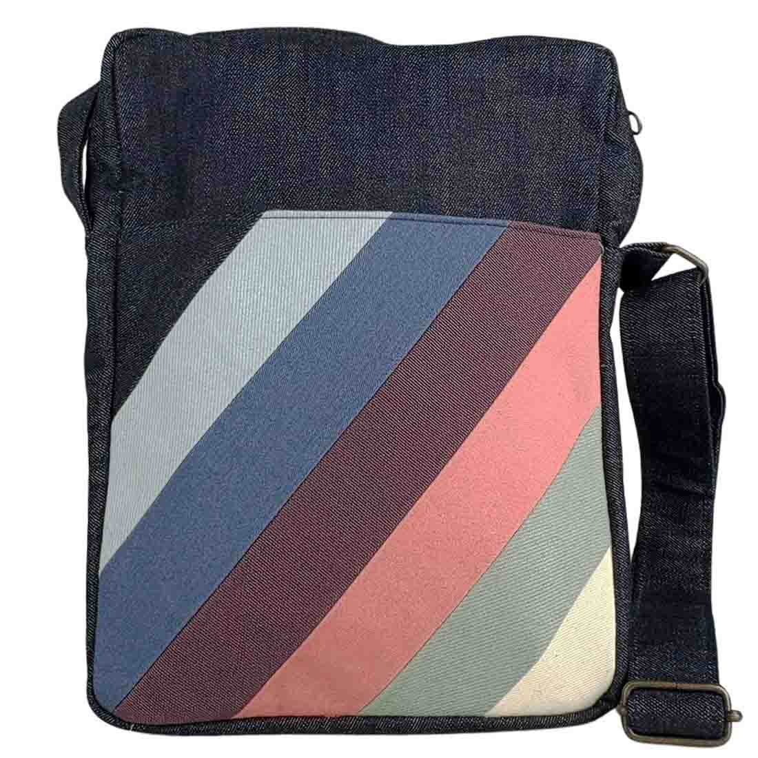 Deep Pocket Denim Crossbody - Stylish Stripes