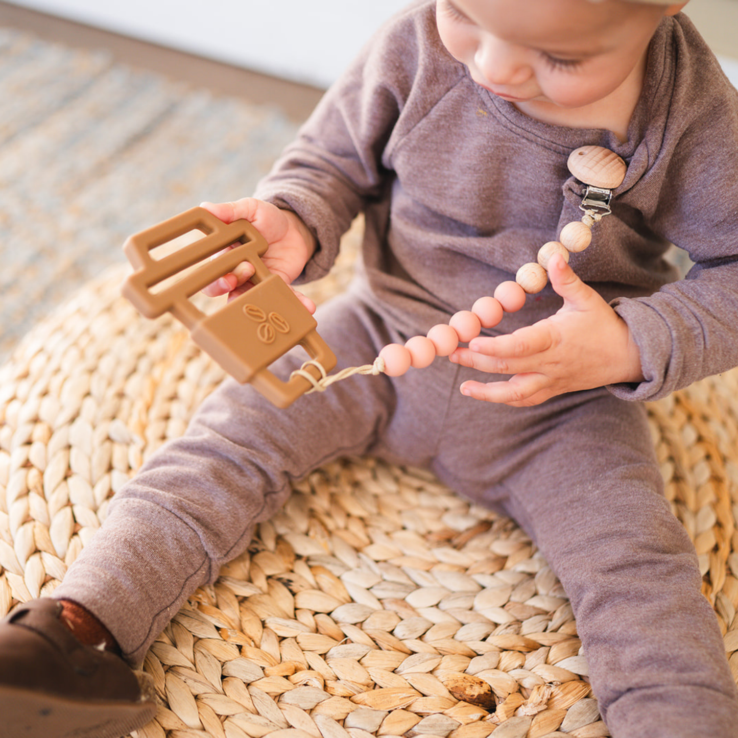 Beaded Wooden & Silicone Pacifier Clip