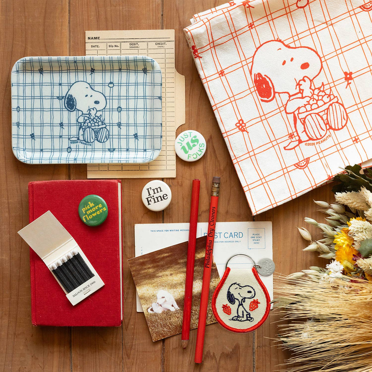 3P4 x Peanuts® - Snoopy Cherry Basket Tea Towel (Red)