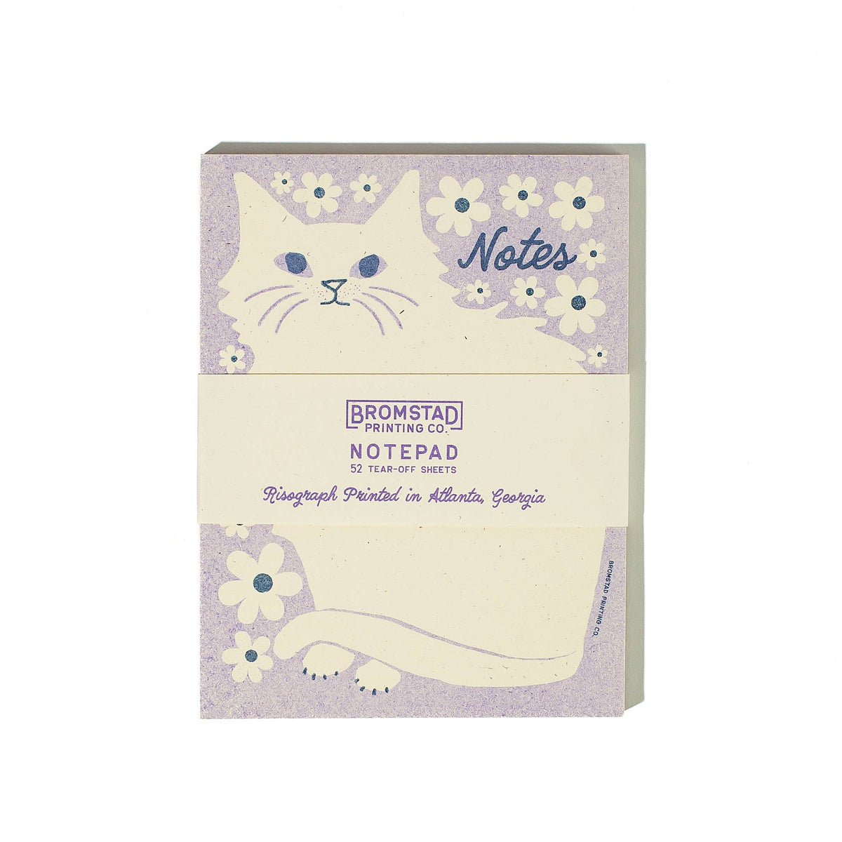 Bromstad Printing Co. - Negative Space Floral Cat - Risograph A2 Notepad