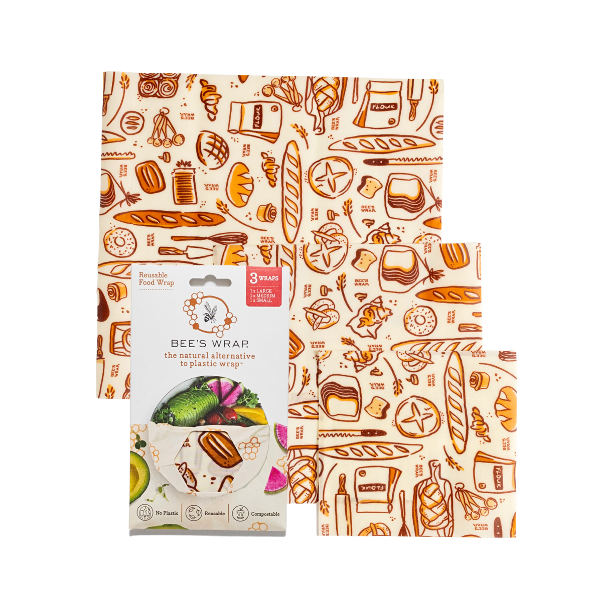 Bee's Wrap - New! Bakery Lane - Assorted 3 Pack - Seasonal Print