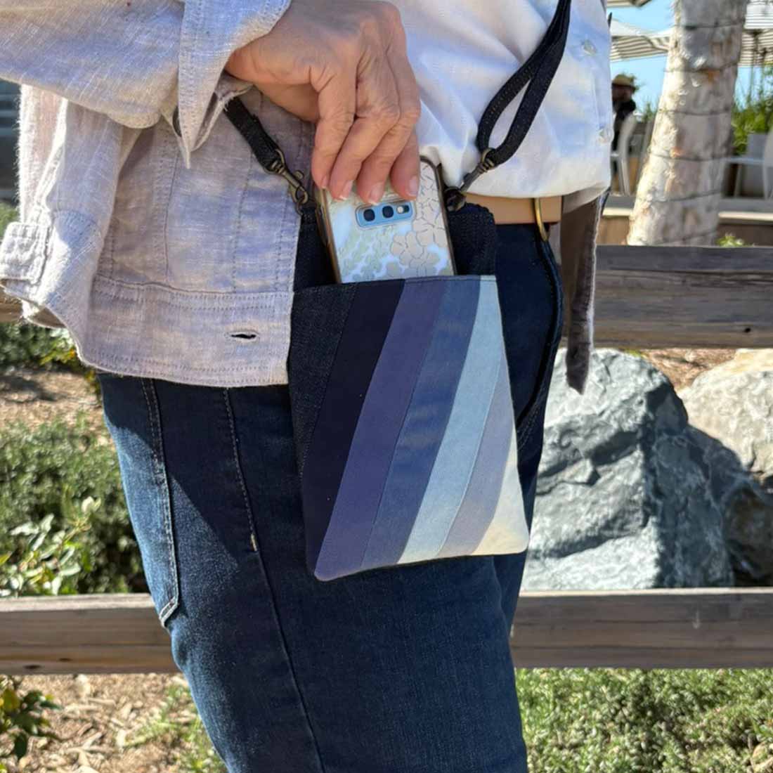 Mini Denim Crossbody - Stripes