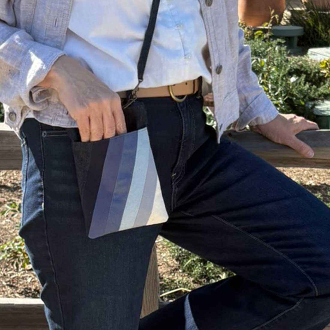 Mini Denim Crossbody - Stripes