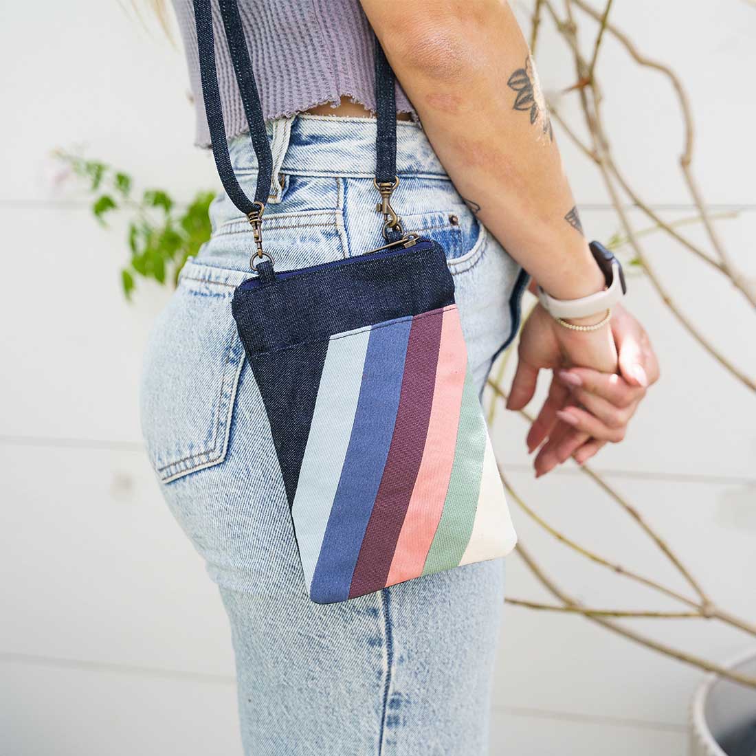 Mini Denim Crossbody - Stripes