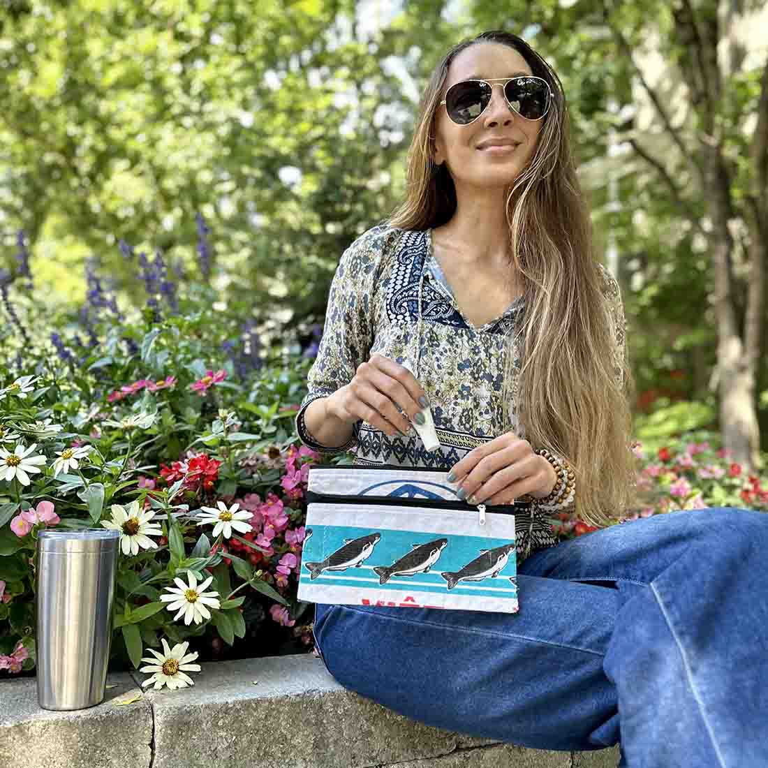 Recycled Feed Bag - Double Zip Case
