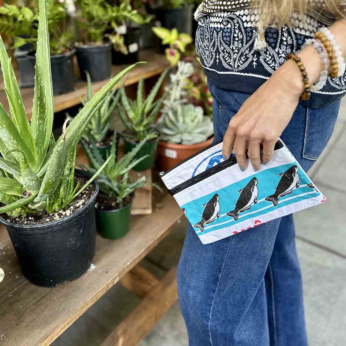 Recycled Feed Bag - Double Zip Case